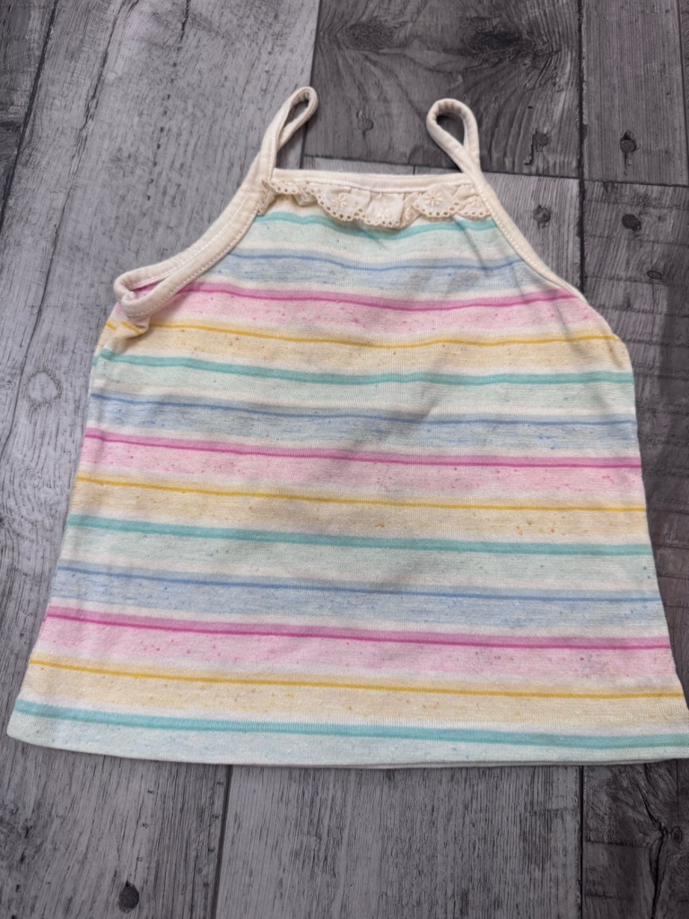 Health Tex Vintage Girls Rainbow Stripe Tank Top Made In USA Retro 6